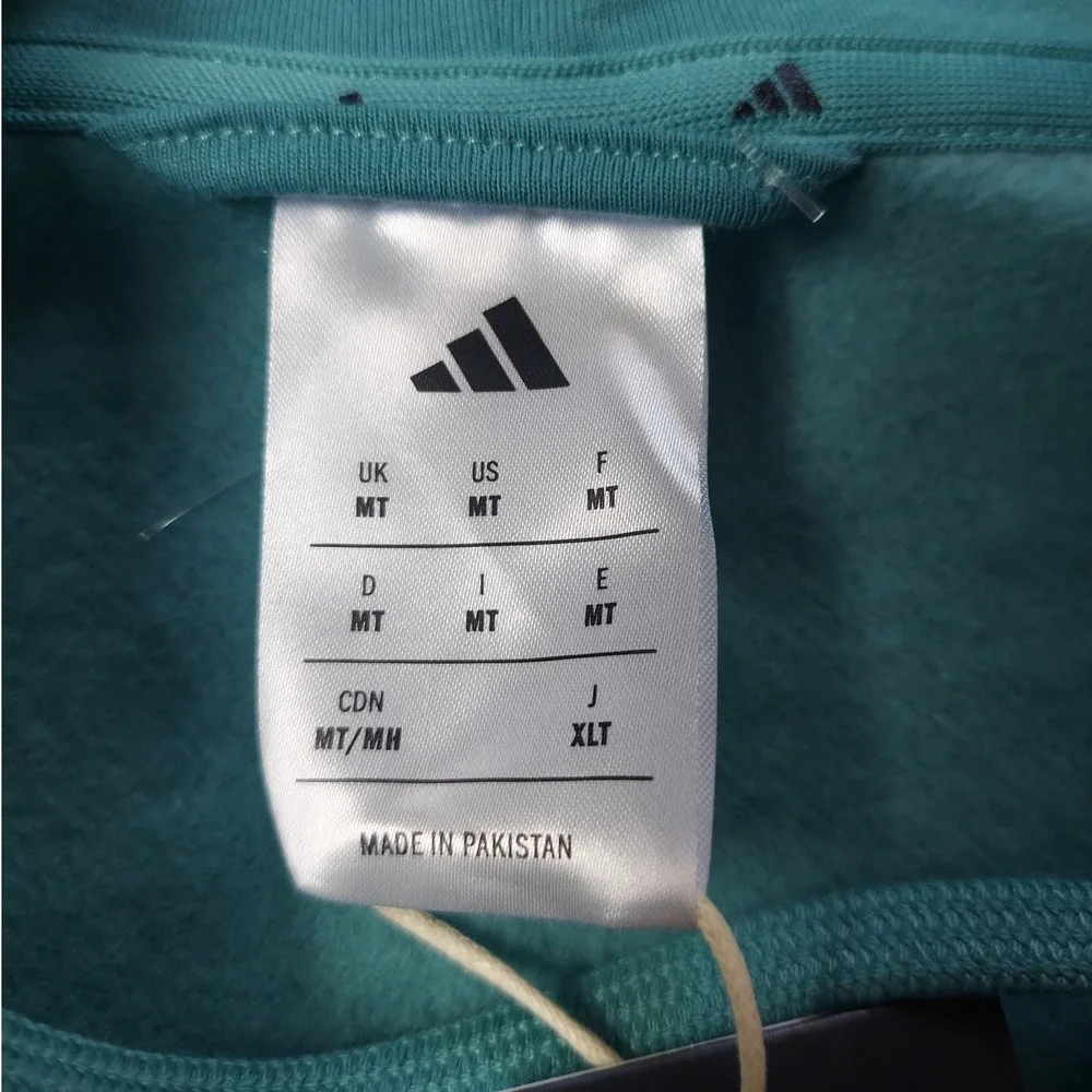 Adidas Hoodie Mens MT Teal Full Zip 3-Stripe Athletic Fleece Sweatshirt NEW
